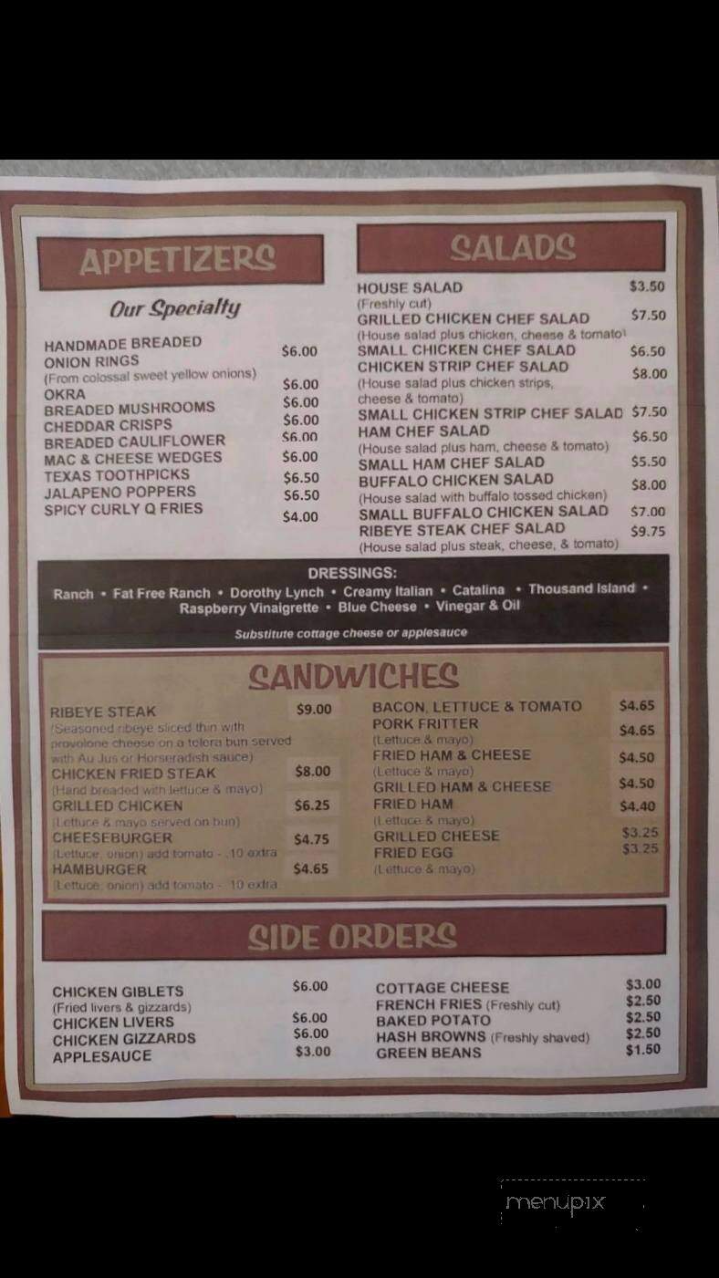 Olpe Chicken House - Olpe, KS menu_pic