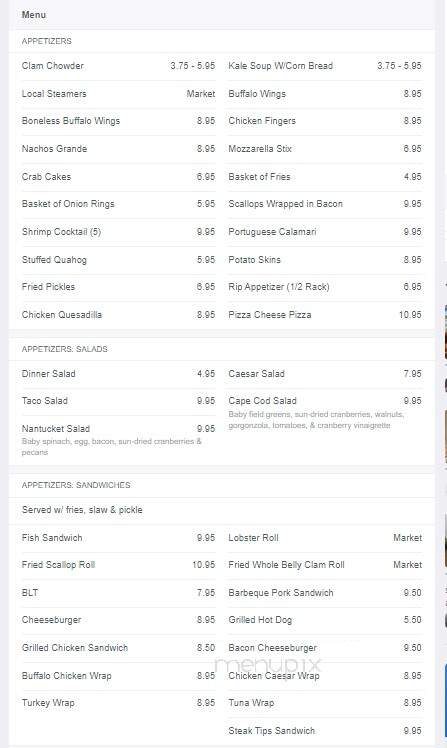 Sand Dollar Bar & Grill - Dennis Port, MA menu_pic