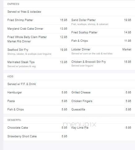 Sand Dollar Bar & Grill - Dennis Port, MA menu_pic