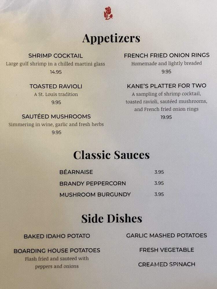 Citizen Kane's Steakhouse - Kirkwood, MO menu_pic