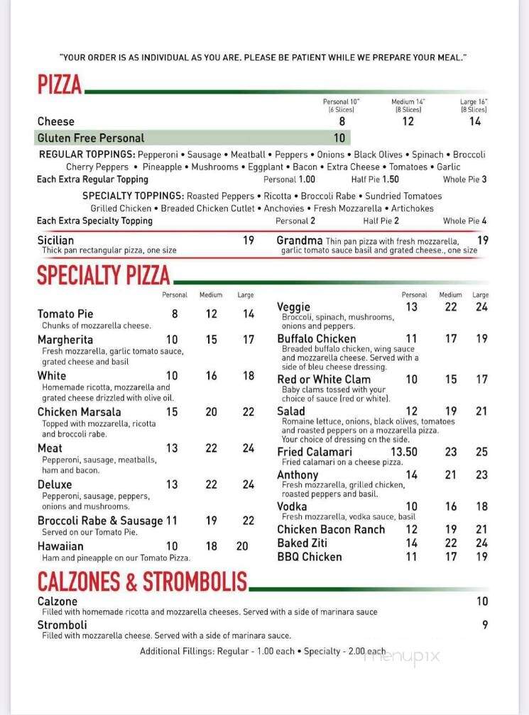 Sorrento's Restaurant - Westfield, NJ menu_pic
