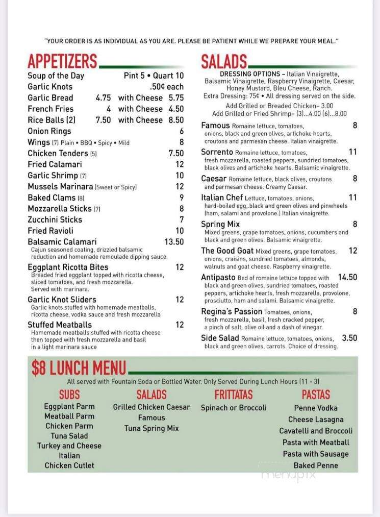 Sorrento's Restaurant - Westfield, NJ menu_pic