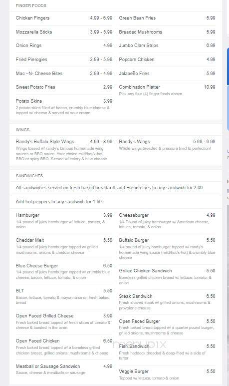 Randy's - Old Forge, NY menu_pic