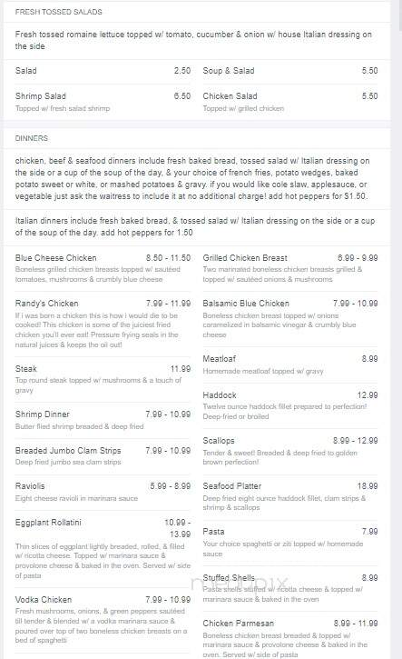 Randy's - Old Forge, NY menu_pic