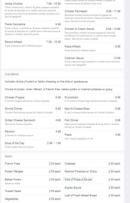 Randy's - Old Forge, NY menu_pic