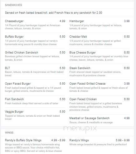 Randy's - Old Forge, NY menu_pic