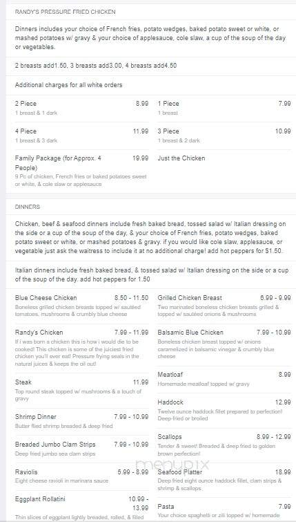Randy's - Old Forge, NY menu_pic