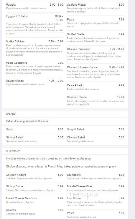 Randy's - Old Forge, NY menu_pic