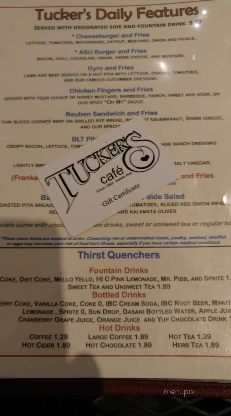 Tucker's Cafe - Boone, NC menu_pic