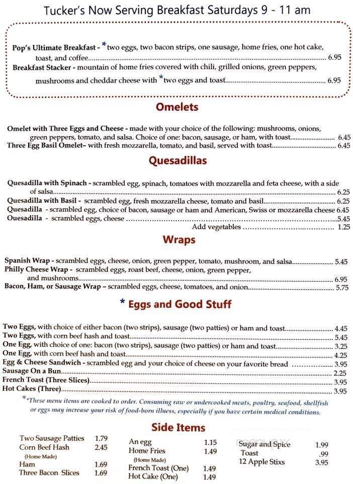 Tucker's Cafe - Boone, NC menu_pic