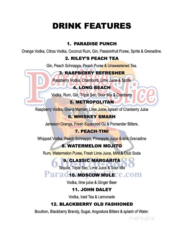 Paradise By The Slice - Wernersville, PA menu_pic