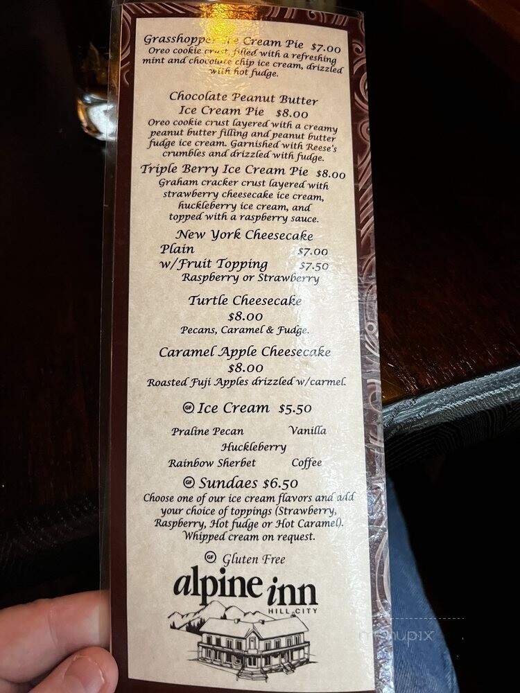 Alpine Inn - Hill City, SD menu_pic