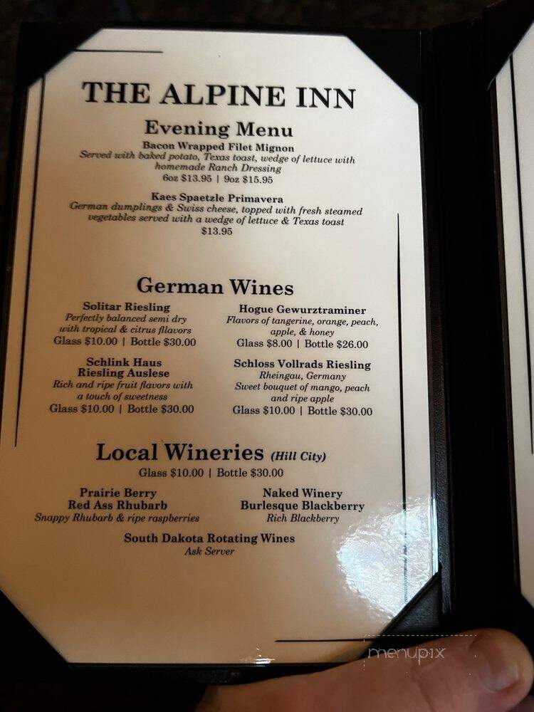 Alpine Inn - Hill City, SD menu_pic