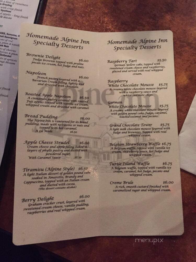 Alpine Inn - Hill City, SD menu_pic