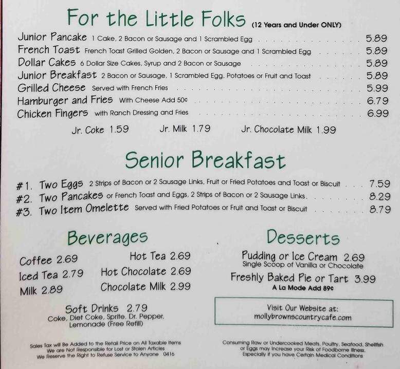 Molly Brown's Country Cafe - Helendale, CA menu_pic