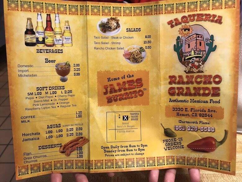 Taqueria Rancho Grande - Hemet, CA menu_pic