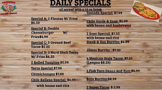 Taqueria Rancho Grande - Hemet, CA menu_pic