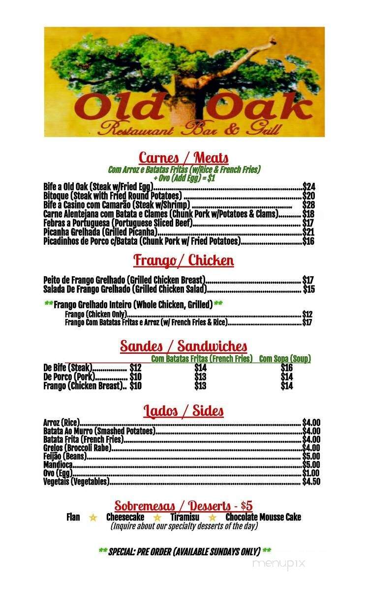 Old Oak Restaurant & Pizzeria - Danbury, CT menu_pic