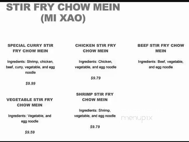 Thap Ba Restaurant - Red Deer, AB menu_pic