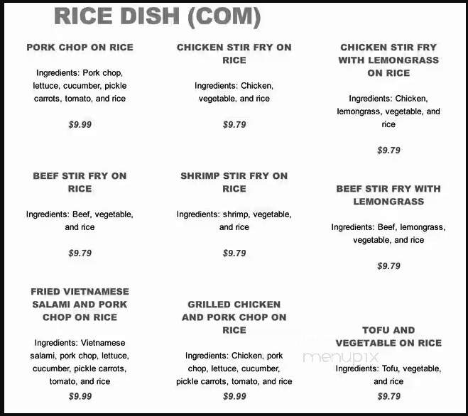 Thap Ba Restaurant - Red Deer, AB menu_pic