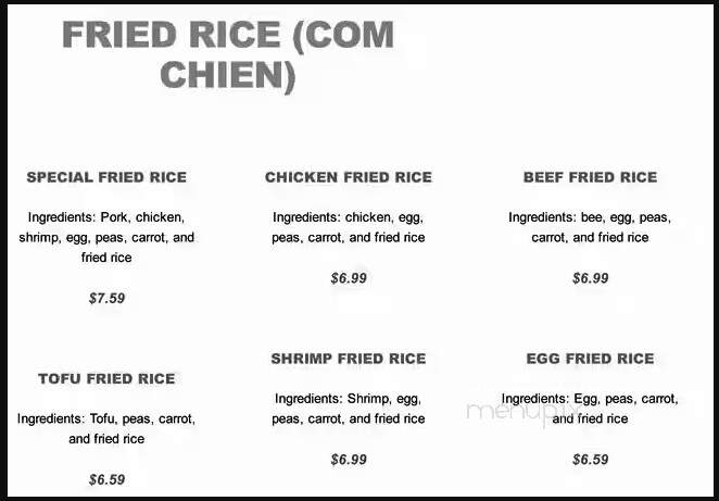 Thap Ba Restaurant - Red Deer, AB menu_pic