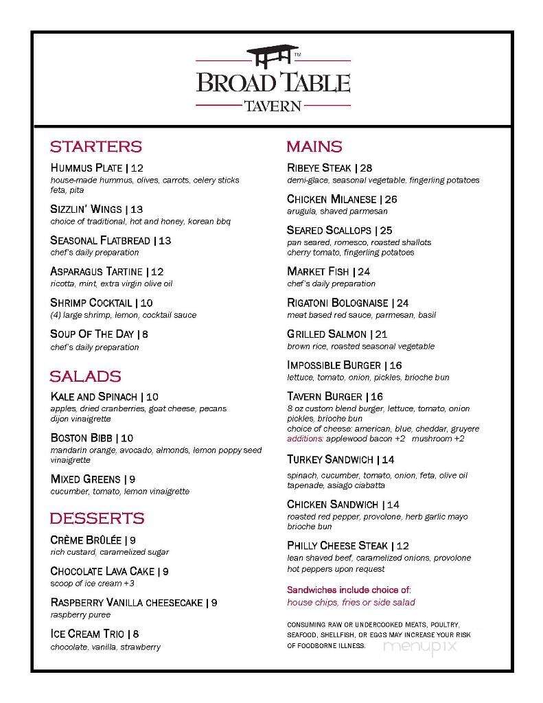 Broad Table Tavern - Swarthmore, PA menu_pic