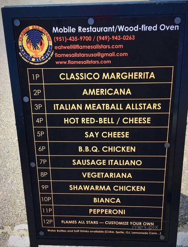 Flames All Stars - Anaheim, CA menu_pic