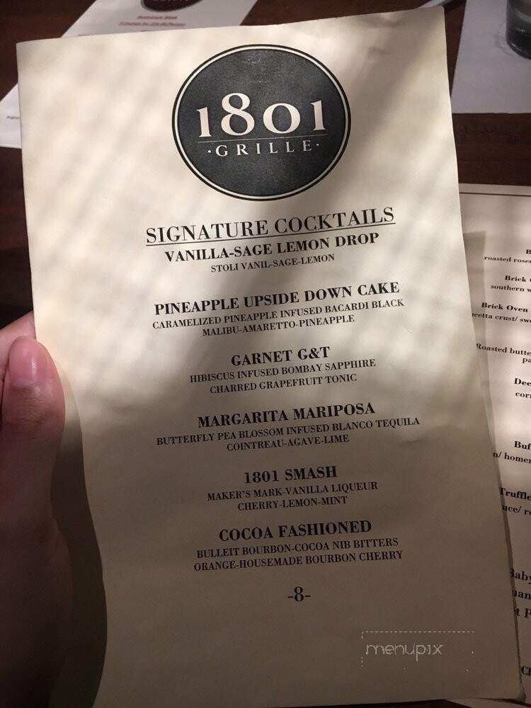 1801 Grille - Columbia, SC menu_pic