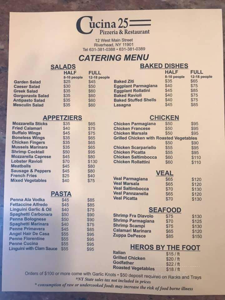 Cucina 25 - Riverhead, NY menu_pic