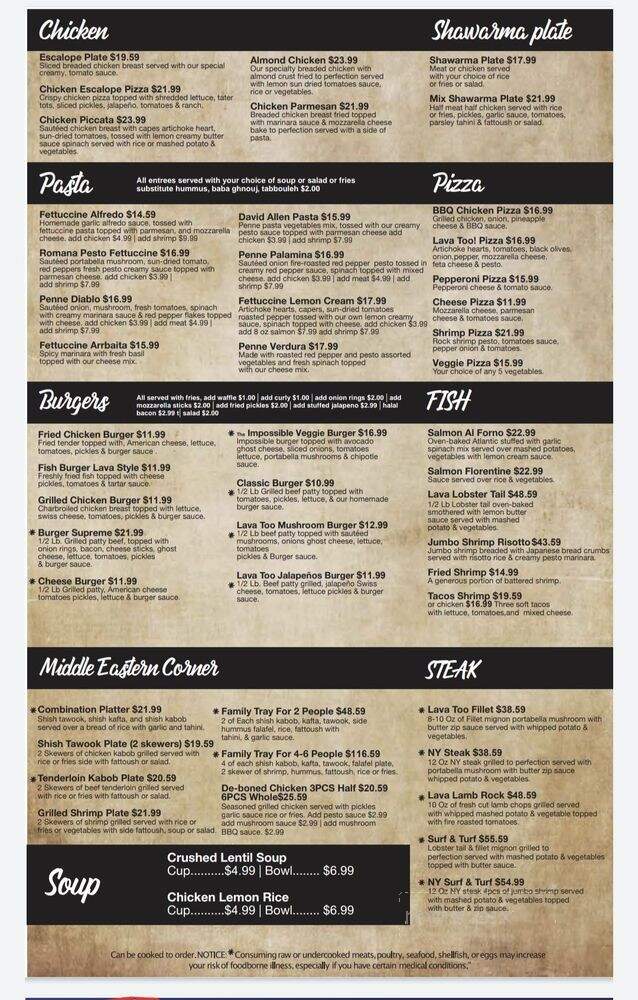 The Lava Lounge Too - Dearborn Heights, MI menu_pic