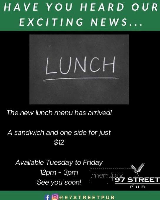 97 Street Pub - Kelowna, BC menu_pic