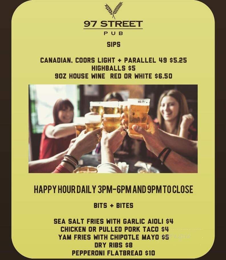 97 Street Pub - Kelowna, BC menu_pic