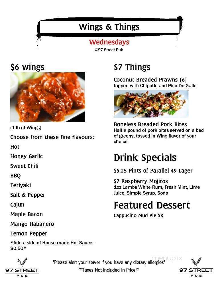 97 Street Pub - Kelowna, BC menu_pic