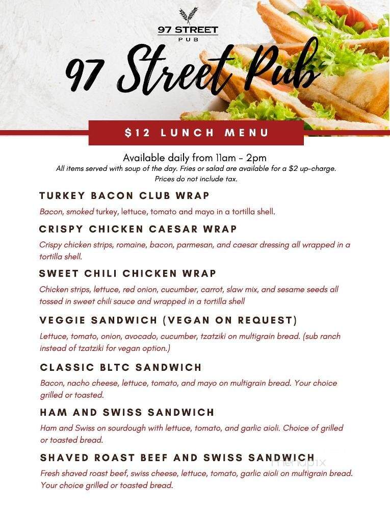 97 Street Pub - Kelowna, BC menu_pic