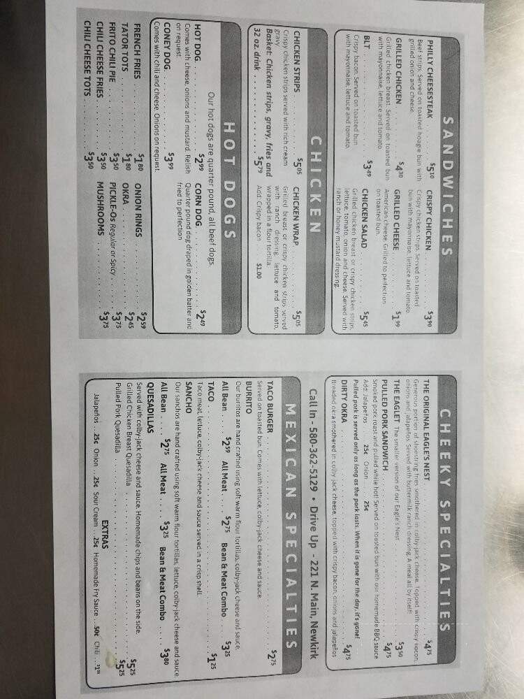 Cheeky Burger - Newkirk, OK menu_pic