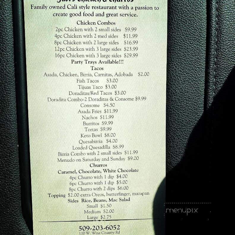 Javi's Chicken and Churros - Grandview, WA menu_pic