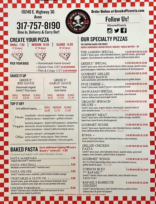 Greek's Pizzeria - Avon, IN menu_pic