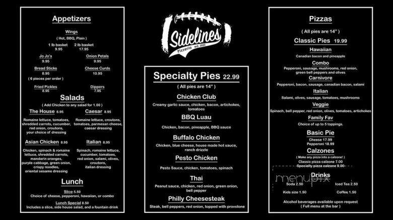 Sidelines Pizzeria - Klamath Falls, OR menu_pic