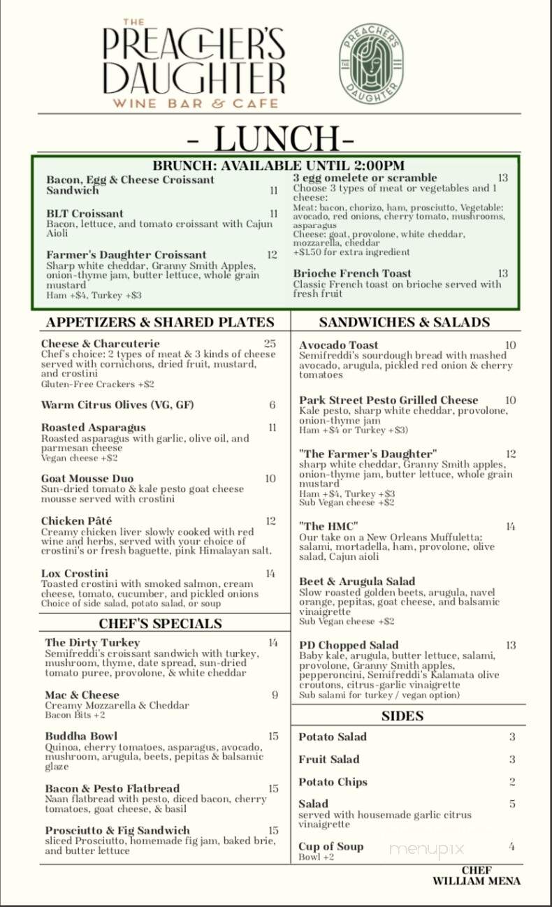 The Preacher's Daughter - Alameda, CA menu_pic