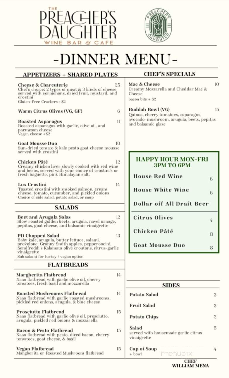 The Preacher's Daughter - Alameda, CA menu_pic