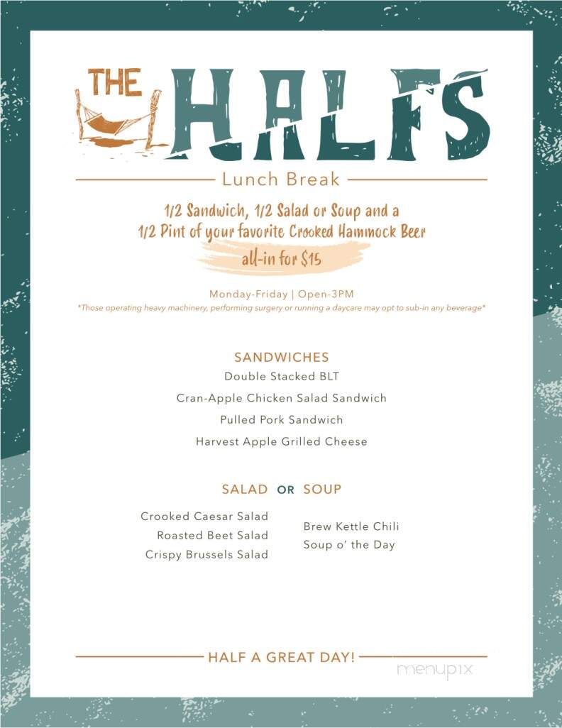 Crooked Hammock Brewery - North Myrtle Beach, SC menu_pic