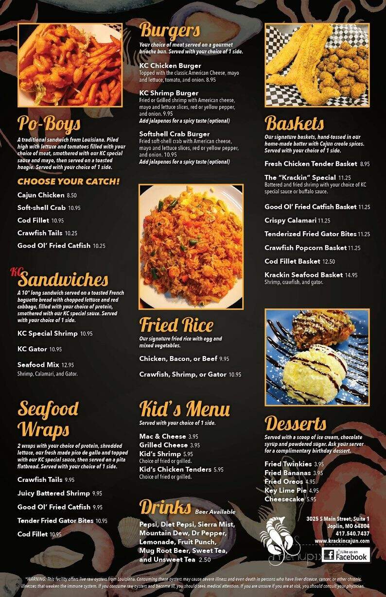 Krackin Cajun Seafood House - Joplin, MO menu_pic