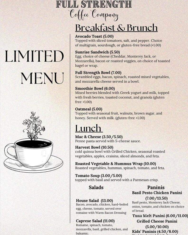 Full Strength Coffee - Westfield, NY menu_pic