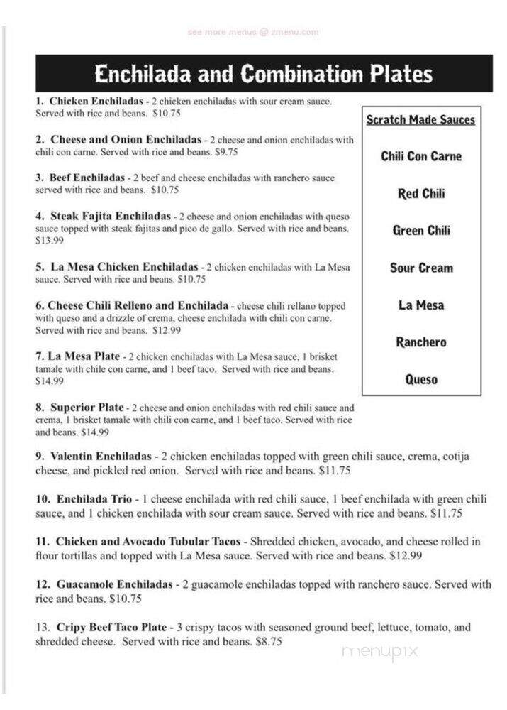 La Mesa Mesquite Grill - Joshua, TX menu_pic