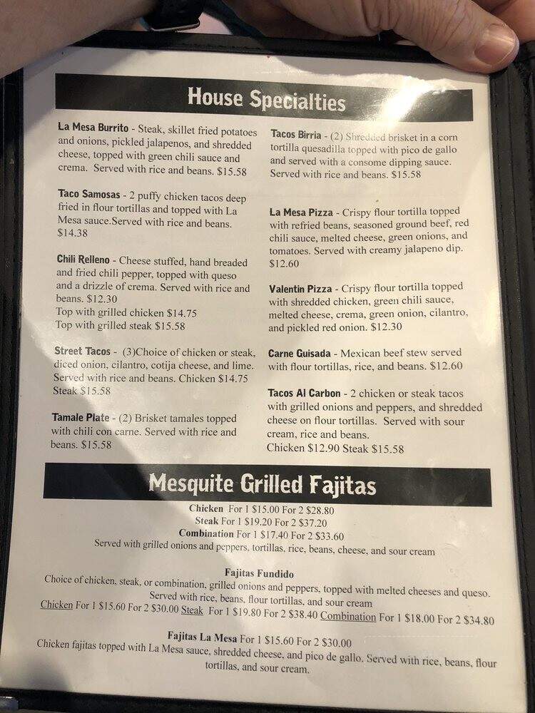 La Mesa Mesquite Grill - Joshua, TX menu_pic