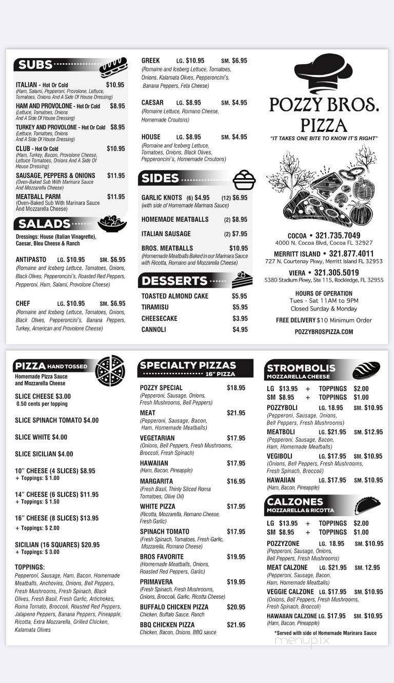Pozzy Bros Pizza - Merritt Island, FL menu_pic