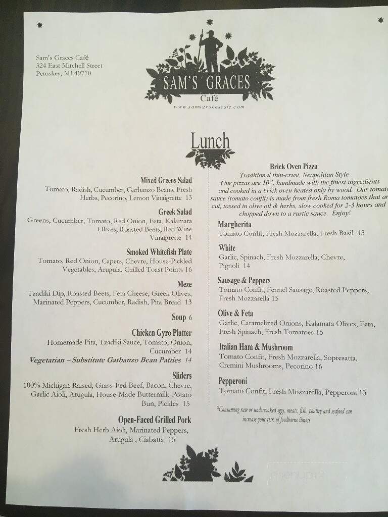 Sam's Graces Cafe & Bakery - Petoskey, MI menu_pic