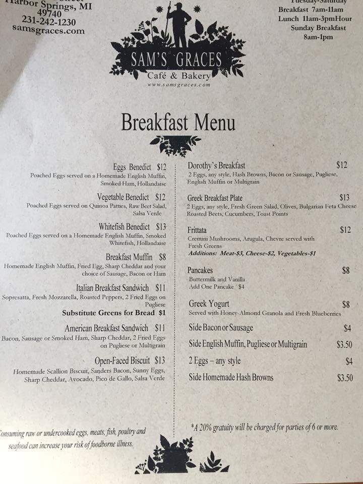 Sam's Graces Cafe & Bakery - Petoskey, MI menu_pic