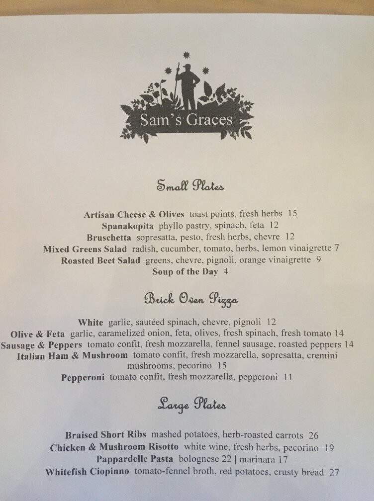 Sam's Graces Cafe & Bakery - Petoskey, MI menu_pic