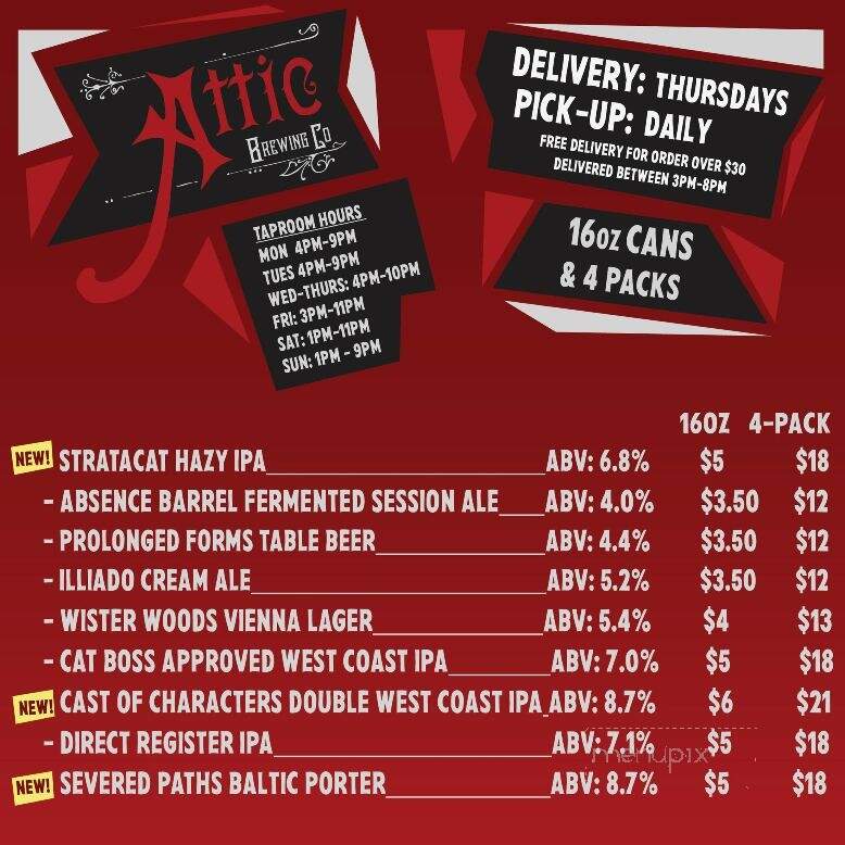 Attic Brewing Company - Philadelphia, PA menu_pic